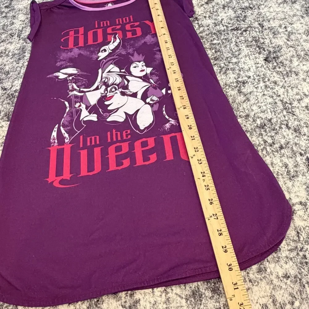 Disney Store Villains Nightshirt Girls Purple Not Bossy‎ I'm The Queen Size 9/10